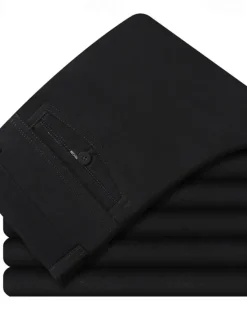 Outlet OUKU Men's Dress Pants Trousers Chinos Buttons Pocket Straight Leg Plain Comfort Formal Party Work Fashion Classic Style Black Dark Green Micro-elastic