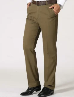 Outlet OUKU Men's Dress Pants Trousers Chinos Buttons Pocket Straight Leg Plain Comfort Formal Party Work Fashion Classic Style Black Dark Green Micro-elastic