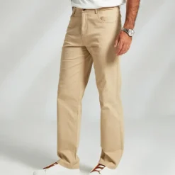 Online OUKU Men's Dress Pants Zipper Pocket Solid Color Breathable Full Length Formal Office Business Chic & Modern Formal Navy Blue Micro-elastic Khaki