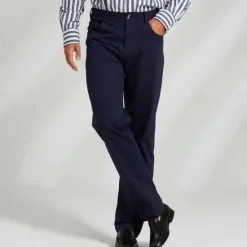 Online OUKU Men's Dress Pants Zipper Pocket Solid Color Breathable Full Length Formal Office Business Chic & Modern Formal Navy Blue Micro-elastic Khaki