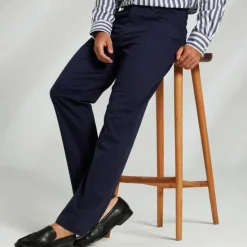 Clearance OUKU Men's Dress Pants Zipper Pocket Solid Color Breathable Full Length Formal Office Work Chic & Modern Formal Khaki Micro-elastic Navy Blue