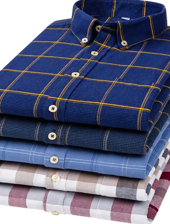 Best OUKU Men's Dress Shirt Button Down Shirt Collared Shirt Oxford Shirt Tartan Wedding Casual A B F G Long Sleeve All Seasons Clothing Apparel