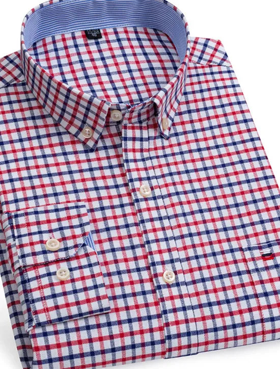 Best OUKU Men's Dress Shirt Button Down Shirt Collared Shirt Oxford Shirt Tartan Wedding Casual A B F G Long Sleeve All Seasons Clothing Apparel
