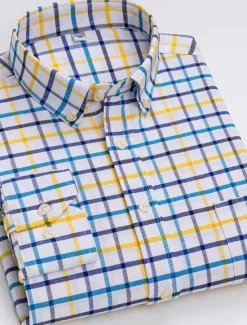 Best OUKU Men's Dress Shirt Button Down Shirt Collared Shirt Oxford Shirt Tartan Wedding Casual A B F G Long Sleeve All Seasons Clothing Apparel