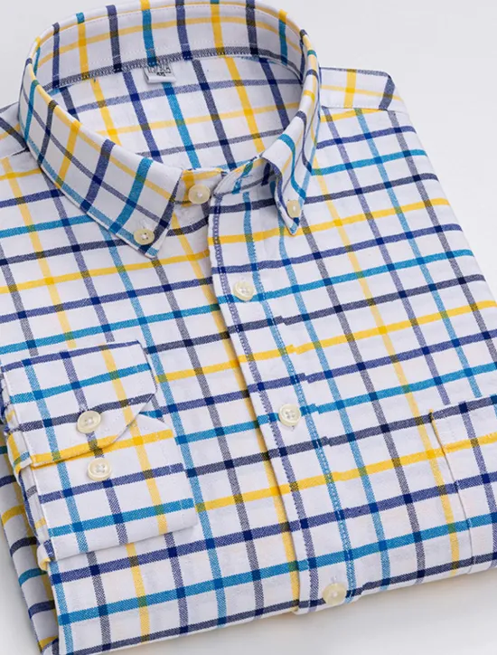 Best OUKU Men's Dress Shirt Button Down Shirt Collared Shirt Oxford Shirt Tartan Wedding Casual A B F G Long Sleeve All Seasons Clothing Apparel