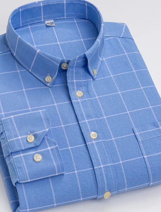 Best OUKU Men's Dress Shirt Button Down Shirt Collared Shirt Oxford Shirt Tartan Wedding Casual A B F G Long Sleeve All Seasons Clothing Apparel