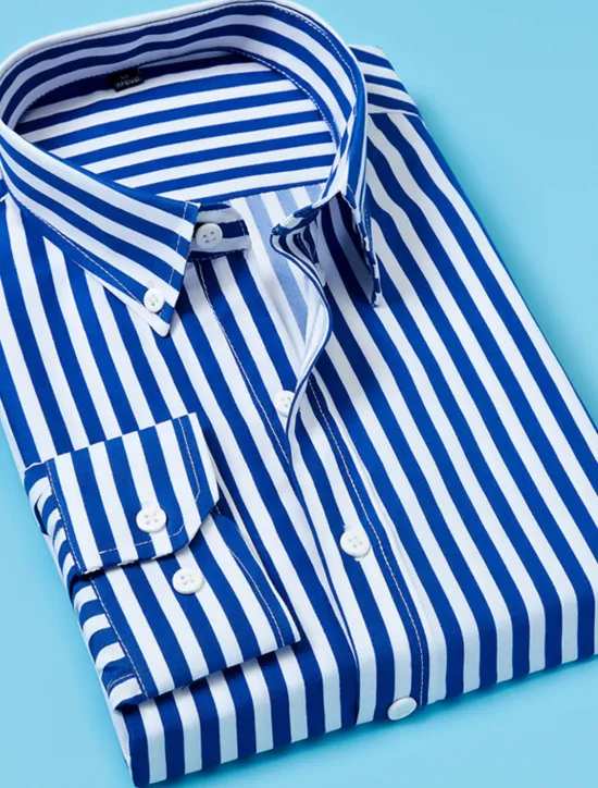 New OUKU Men's Dress Shirt Button Down Shirt Striped Shirt Collared Shirt Striped Wedding Work Black White Red Navy Blue Long Sleeve Collar Clothing Apparel