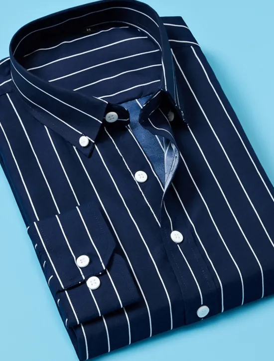 New OUKU Men's Dress Shirt Button Down Shirt Striped Shirt Collared Shirt Striped Wedding Work Black White Red Navy Blue Long Sleeve Collar Clothing Apparel