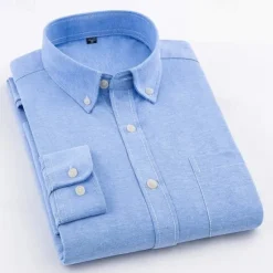 Sale OUKU Men's Dress Shirt Button Down Shirt Oxford Shirt Plain Wedding Work Light Blue Black White Blue Long Sleeve Button Down Collar All Seasons Clothing Apparel Collared Shirts