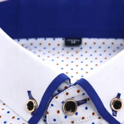 Sale OUKU Men's Dress Shirt Button Down Shirt Collared Shirt Polka Dot Wedding Outdoor Black White Red Navy Blue Long Sleeve Turndown Summer Spring Clothing Apparel Print