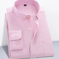 New OUKU Men's Dress Shirt Button Down Shirt Non Iron Shirt Oxford Shirt Plaid Wedding Outdoor Black White Pink Red Long Sleeve Square Neck Spring & Fall Clothing Apparel Button-Down