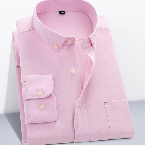 New OUKU Men's Dress Shirt Button Down Shirt Non Iron Shirt Oxford Shirt Plaid Wedding Outdoor Black White Pink Red Long Sleeve Square Neck Spring & Fall Clothing Apparel Button-Down
