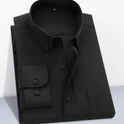 New OUKU Men's Dress Shirt Button Down Shirt Non Iron Shirt Oxford Shirt Plaid Wedding Outdoor Black White Pink Red Long Sleeve Square Neck Spring & Fall Clothing Apparel Button-Down