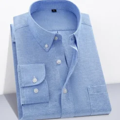 New OUKU Men's Dress Shirt Button Down Shirt Non Iron Shirt Oxford Shirt Plaid Wedding Outdoor Black White Pink Red Long Sleeve Square Neck Spring & Fall Clothing Apparel Button-Down