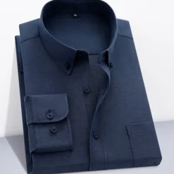 New OUKU Men's Dress Shirt Button Down Shirt Non Iron Shirt Oxford Shirt Plaid Wedding Outdoor Black White Pink Red Long Sleeve Square Neck Spring & Fall Clothing Apparel Button-Down