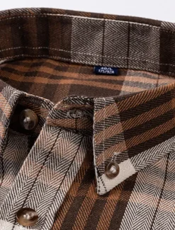 New OUKU Men's Dress Shirt Button Down Shirt Stripes and Plaid Wedding Office & Career Black Red Dark Navy Orange Long Sleeve Turndown All Seasons Clothing Apparel