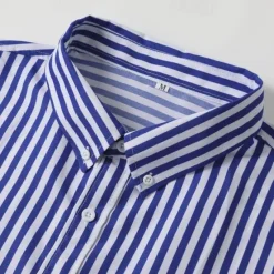 Outlet OUKU Men's Dress Shirt Button Down Shirt Striped Wedding Work Light Blue Black Red Blue Long Sleeve Collar Clothing Apparel