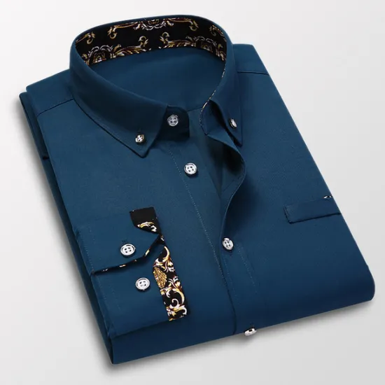 Clearance OUKU Men's Dress Shirt Button Down Shirt Collared Shirt Floral Wedding Work Wine Black White Navy Blue Long Sleeve Turndown Spring & Fall Clothing Apparel Button-Down