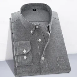 Discount OUKU Men's Dress Shirt Button Down Shirt Oxford Shirt Plain Wedding Outdoor Light Blue Black White Pink Long Sleeve Turndown Summer Spring Clothing Apparel