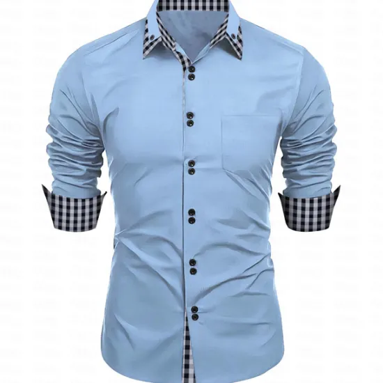 New OUKU Men's Dress Shirt Button Down Shirt Non Iron Shirt Casual Shirt Black White Pink Burgundy Blue Long Sleeve Color Block Solid / Plain Color Turndown Wedding Vacation Button-Down Clothing Apparel Cotton