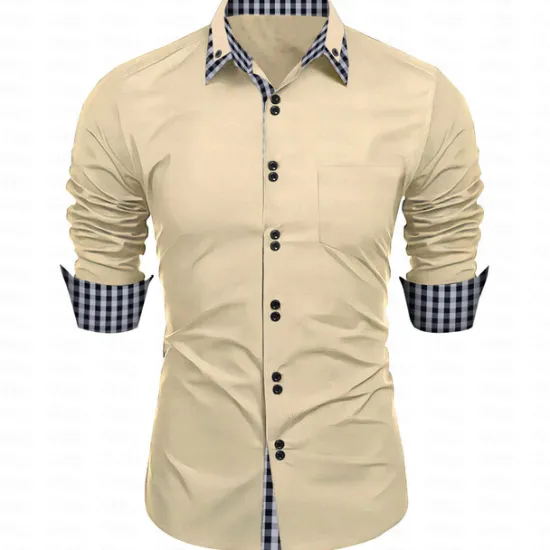 New OUKU Men's Dress Shirt Button Down Shirt Non Iron Shirt Casual Shirt Black White Pink Burgundy Blue Long Sleeve Color Block Solid / Plain Color Turndown Wedding Vacation Button-Down Clothing Apparel Cotton