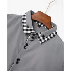 New OUKU Men's Dress Shirt Button Down Shirt Non Iron Shirt Casual Shirt Black White Pink Burgundy Blue Long Sleeve Color Block Solid / Plain Color Turndown Wedding Vacation Button-Down Clothing Apparel Cotton
