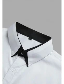 Sale OUKU Men's Dress Shirt Button Down Shirt Collared Shirt Non Iron Shirt Plain Wedding Work White Pink Navy Blue Royal Blue Long Sleeve Collar All Seasons Clothing Apparel