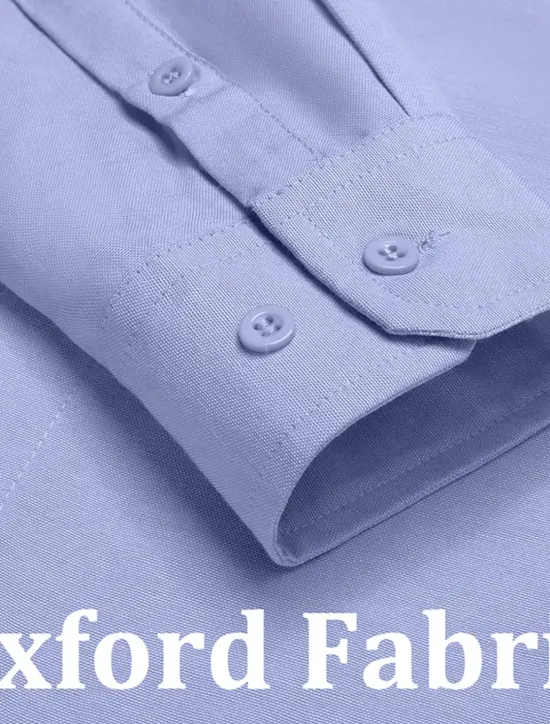 OUKU Men's Dress Shirt Button Down Shirt Oxford Shirt Solid / Plain Color Wedding Vacation White Blue Purple Light Grey Long Sleeve Turndown All Seasons Clothing Apparel Button-Down