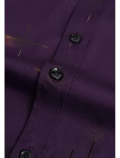 Sale OUKU Men's Dress Shirt Button Down Shirt Non Iron Shirt Collared Shirt Stretch Tartan Wedding Work Wine Black / Gray Black White Long Sleeve Square Neck All Seasons Clothing Apparel