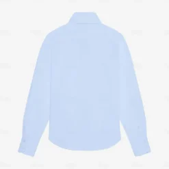 Online OUKU Men's Dress Shirt Button Up Shirt Solid Color School Formal Long Sleeve Turndown All Seasons Clothing Apparel Light Blue