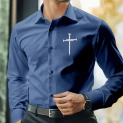Best OUKU Men's Dress Shirt Button Up Shirt Cross Formal Business Black White Blue Brown Long Sleeve Shirt Collar Fall Winter Clothing Apparel Button Up