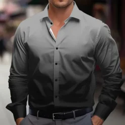 Hot OUKU Men's Dress Shirt Button Up Shirt Ombre Party Evening Wear Business Violet Black Red Blue Long Sleeve Shirt Collar Fall Winter Clothing Apparel Button Up