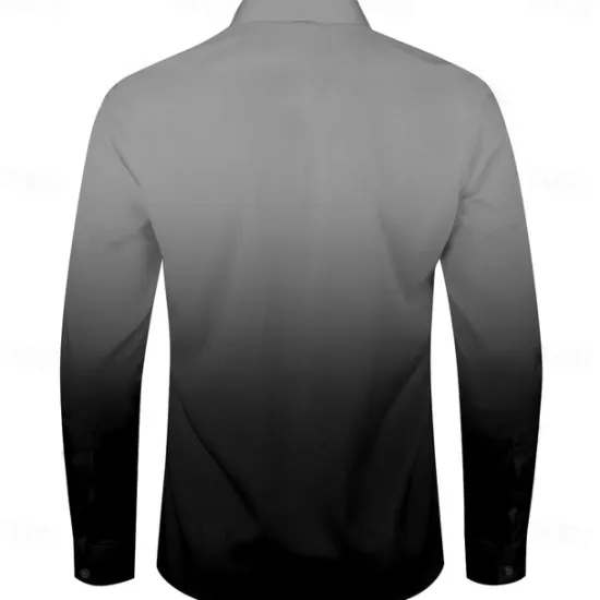Hot OUKU Men's Dress Shirt Button Up Shirt Ombre Party Evening Wear Business Violet Black Red Blue Long Sleeve Shirt Collar Fall Winter Clothing Apparel Button Up