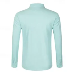 OUKU Men's Dress Shirt Button Up Shirt Plain Wedding Daily Light Blue Black White Pink Long Sleeve Lapel Spring & Fall Clothing Apparel Collared Shirts