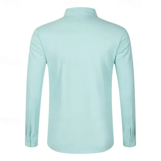 OUKU Men's Dress Shirt Button Up Shirt Plain Wedding Daily Light Blue Black White Pink Long Sleeve Lapel Spring & Fall Clothing Apparel Collared Shirts