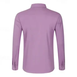 OUKU Men's Dress Shirt Button Up Shirt Plain Wedding Daily Light Blue Black White Pink Long Sleeve Lapel Spring & Fall Clothing Apparel Collared Shirts