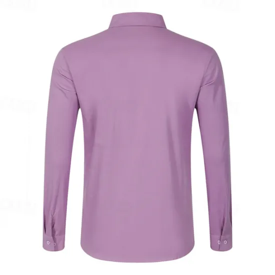 OUKU Men's Dress Shirt Button Up Shirt Plain Wedding Daily Light Blue Black White Pink Long Sleeve Lapel Spring & Fall Clothing Apparel Collared Shirts