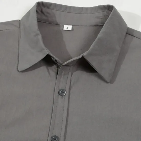 OUKU Men's Dress Shirt Button Up Shirt Plain Wedding Daily Light Blue Black White Pink Long Sleeve Lapel Spring & Fall Clothing Apparel Collared Shirts