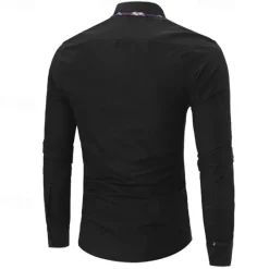 Discount OUKU Men's Dress Shirt Button Up Shirt Black White Wine Long Sleeve Color Block Button Down Collar Spring & Fall Wedding Daily Clothing Apparel Collared Shirts