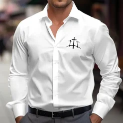 Clearance OUKU Men's Dress Shirt Button Up Shirt Cross Formal Business Black White Blue Purple Long Sleeve Shirt Collar Fall Winter Clothing Apparel Button Up