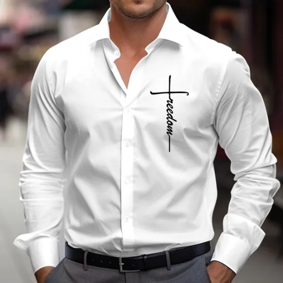 New OUKU Men's Dress Shirt Button Up Shirt Jesus Party Evening Wear Business Light Blue Black Grey White Pink Long Sleeve Shirt Collar Fall Winter Clothing Apparel Button Up