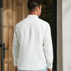 Outlet OUKU Men's Dress Shirt Button Up Shirt Long Sleeve Solid Color Turndown Spring & Fall Wedding Party Clothing Apparel Button White