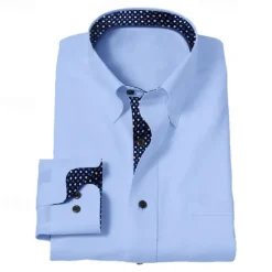 Best OUKU Men's Dress Shirt Button Up Shirt Color Block Wedding Outdoor Black White Royal Blue Blue Long Sleeve Collar Summer Spring Clothing Apparel
