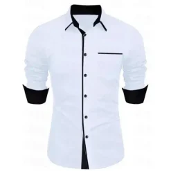 Outlet OUKU Men's Dress Shirt Casual Shirt Black White Light Green Burgundy Blue Long Sleeve Color Block Solid / Plain Color Turndown Wedding Vacation Button-Down Clothing Apparel Cotton Fashion Leisure