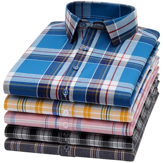 New OUKU Men's Dress Shirt Casual Shirt Plaid Check Shirt Graphic Prints Square Neck Light Yellow Light Pink Black / Gray White / Green Sea Blue Casual Daily Short Sleeve collared shirts Clothing Apparel