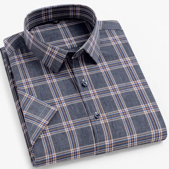 New OUKU Men's Dress Shirt Casual Shirt Plaid Check Shirt Graphic Prints Square Neck Light Yellow Light Pink Black / Gray White / Green Sea Blue Casual Daily Short Sleeve collared shirts Clothing Apparel
