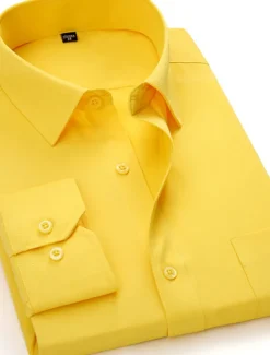 Sale OUKU Men's Dress Shirt Collared Shirt Button Up Shirt Graphic Prints Wedding Work Black White Yellow Red Long Sleeve Turndown All Seasons Clothing Apparel