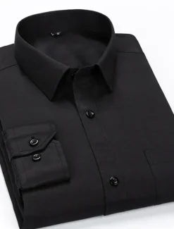 Sale OUKU Men's Dress Shirt Collared Shirt Button Up Shirt Graphic Prints Wedding Work Black White Yellow Red Long Sleeve Turndown All Seasons Clothing Apparel