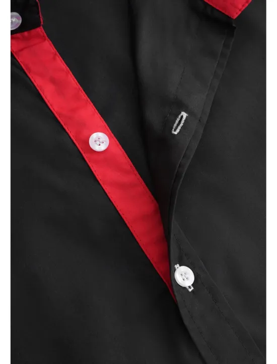Hot OUKU Men's Dress Shirt Collared Shirt Button Up Shirt Plain Wedding Work Navy Black Red White Blue Short Sleeve Collar Clothing Apparel