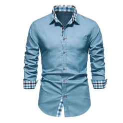 Sale OUKU Men's Dress Shirt Collared Shirt Button Up Shirt Plain Wedding Work Royal Long Sleeve Turndown Spring & Fall Clothing Apparel Button-Down Blue
